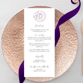Lavender Monogram Bröllop Meny