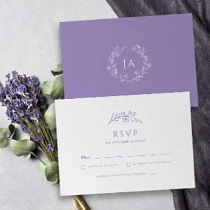 Lavender Monogram Bröllop OSA Kort