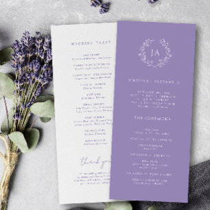 Lavender Monogram Bröllop Program