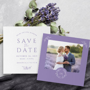 Lavender Monogram Bröllop spara datum-kort
