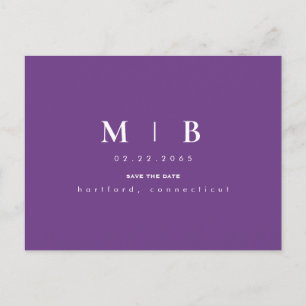 Lavender Monogram Bröllop spara datum Vykort