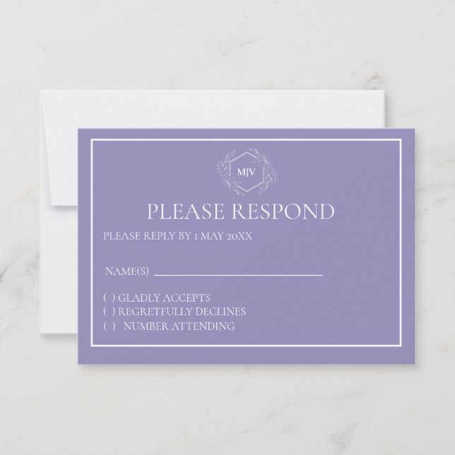 Lavender Monogram Vapensköld OSA kort (Framsida)