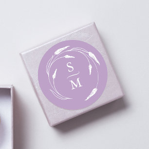 Lavender Monogram Wedding Stickers Runt Klistermärke