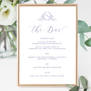 Lavender Monogrammed Elegant Pub Bröllop Poster