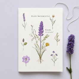 Lavender Mor's Day Card for Personlig Messag Tack Kort