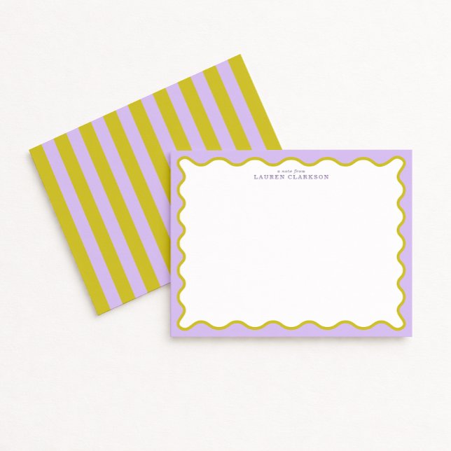 Lavender & Mustard Wavy Border Note Card Inbjudningar (Skapare uppladdad)