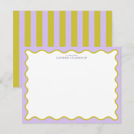 Lavender & Mustard Wavy Border Note Card Inbjudningar