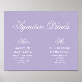 Lavender Namnteckning Drinks Calligraphy Bröllop-t Poster