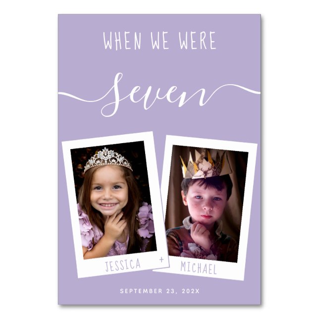 Lavender när vi var äldre foton Lila Bröllop Bordsnummer (Framsidan)