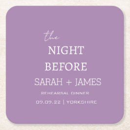 Lavender Natten före rehearsal Dinner Bröllop Underlägg Papper Kvadrat