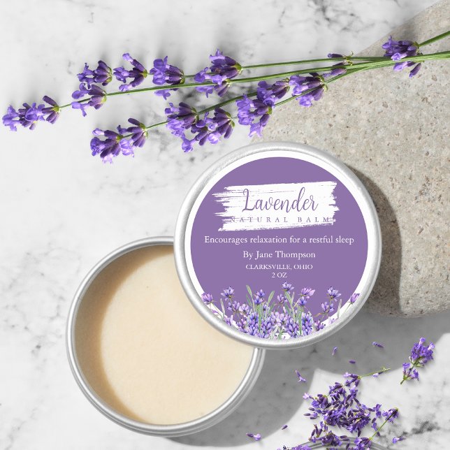 Lavender Natural Balm-etikett Runt Klistermärke (Skapare uppladdad)