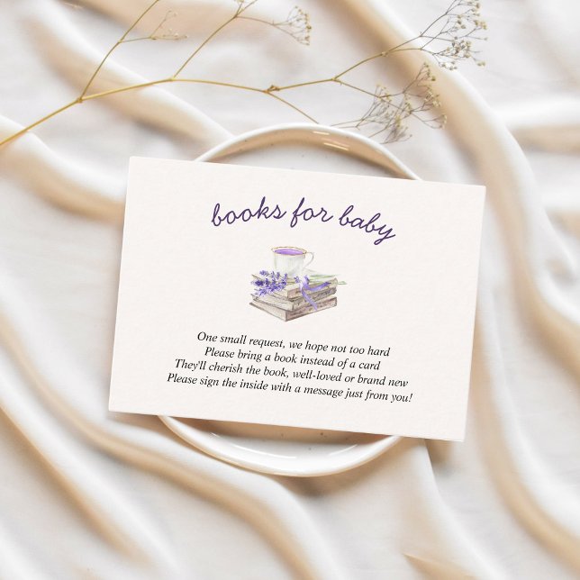 Lavender New Chapter Baby Shower Bokar för Baby Tilläggskort (books for baby, lavender, new chapter begins, purple, bee, wildflower)