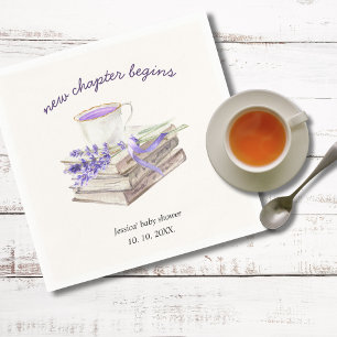 Lavender New Chapter Begins Tea Kopp Baby Shower Pappersservett