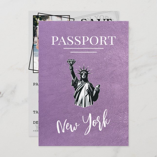 Lavender New York City Passport sparar datumet Spara Datumet (Fram/baksida)