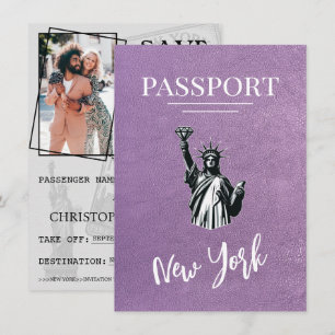Lavender New York City Passport sparar datumet Spara Datumet