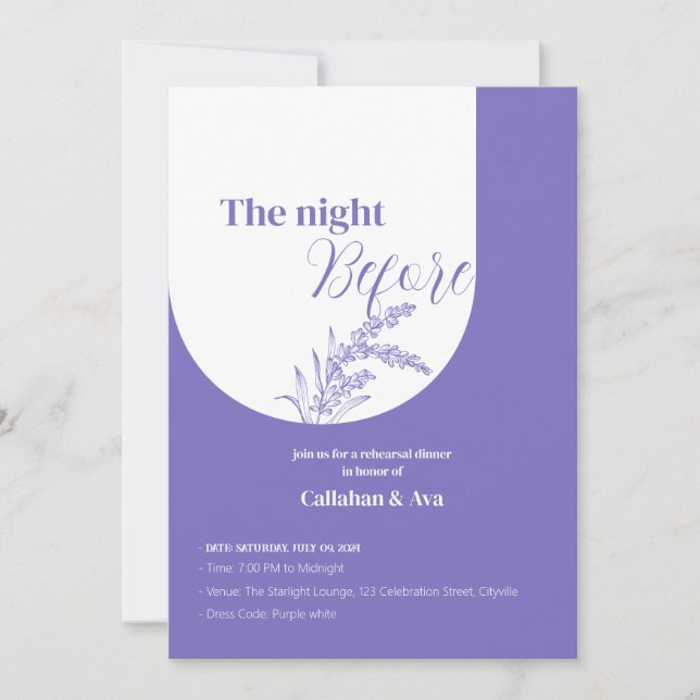 Lavender Night Före Inbjudningar (Framsida)