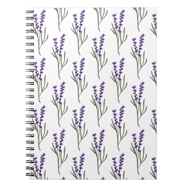 Lavender Notebook White Mönster Anteckningsbok (Framsidan)