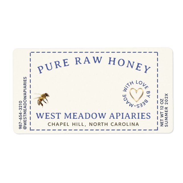 Lavender och Bees Honungsetikett Dash Gräns Fraktsedel (Framsidan)