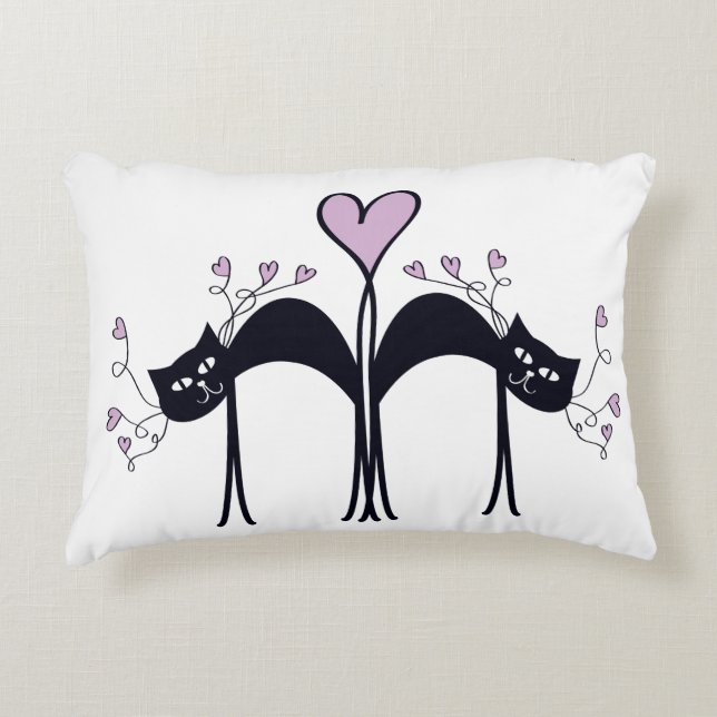 Lavender och Black Cat accent Pillow Prydnadskudde (Framsidan)