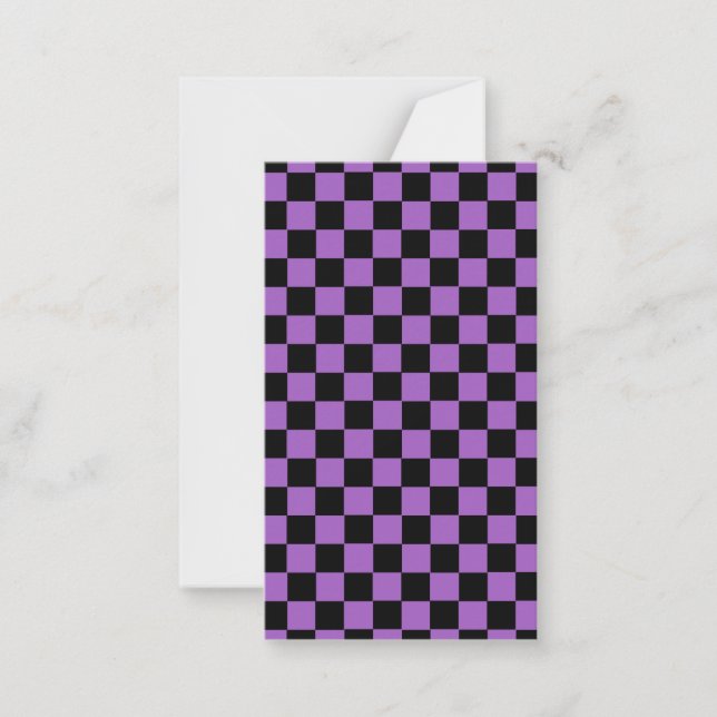 Lavender och Black Checkered Mönster Anteckningskort (Framsida)