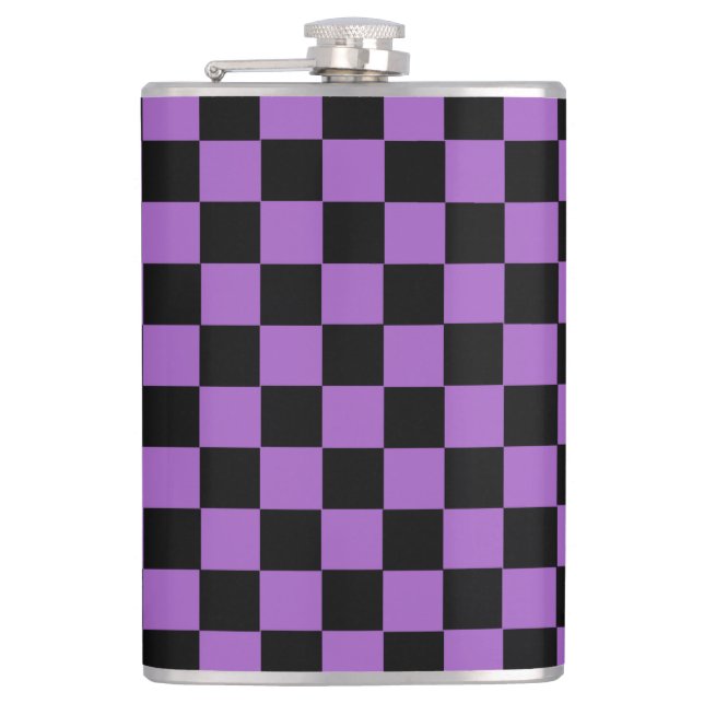 Lavender och Black Checkered Mönster Fickplunta (Framsidan)