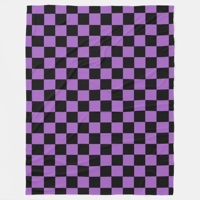 Lavender och Black Checkered Mönster Fleecefilt (Framsidan)