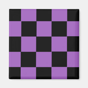 Lavender och Black Checkered Mönster Magnet