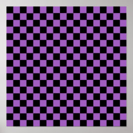 Lavender och Black Checkered Mönster Poster