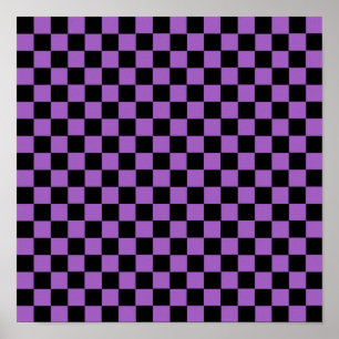Lavender och Black Checkered Mönster Poster
