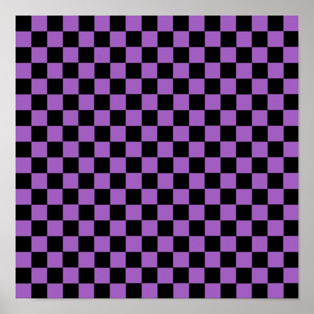Lavender och Black Checkered Mönster Poster (Framsidan)