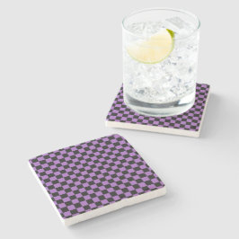 Lavender och Black Checkered Mönster Stenunderlägg