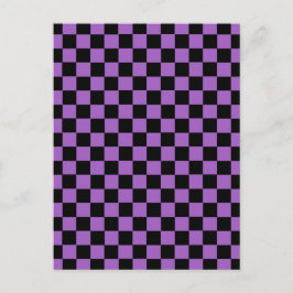Lavender och Black Checkered Mönster Vykort
