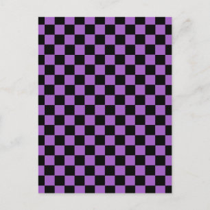Lavender och Black Checkered Mönster Vykort