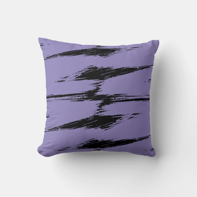 Lavender- och Black Push Stroke Paint Kudde (Framsida)