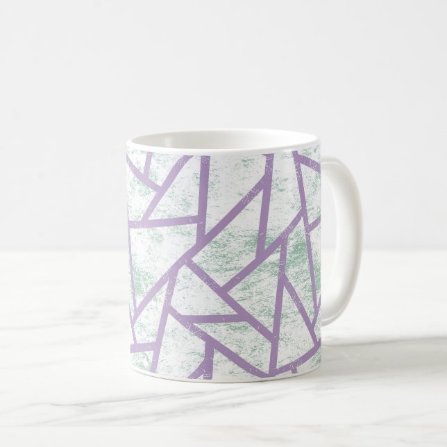 Lavender och blek grönt mosaic mönster kaffemugg (Framsida höger)