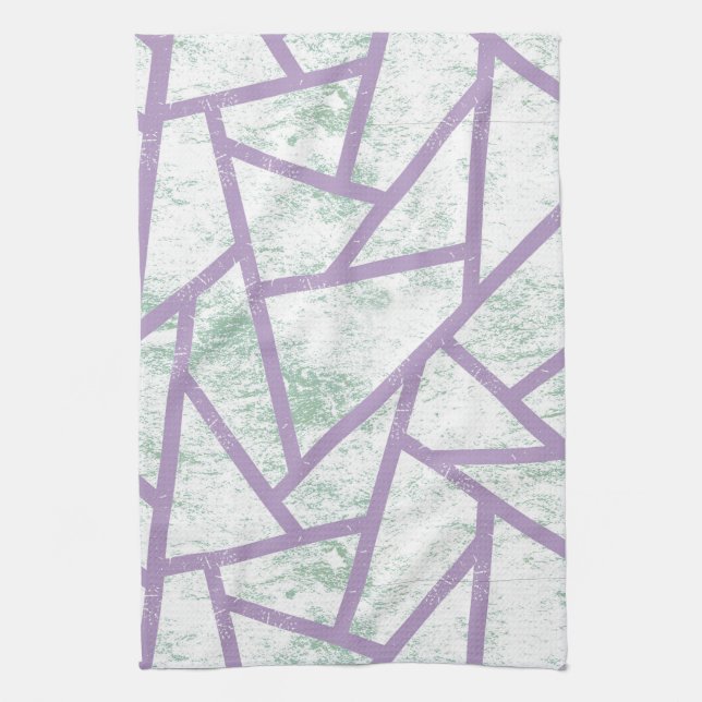 Lavender och blek grönt mosaic mönster kökshandduk (Vertikal)
