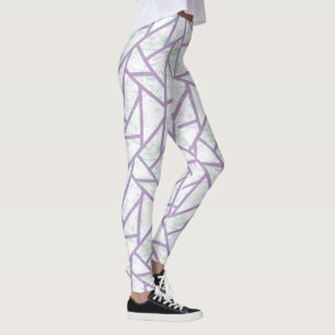 Lavender och blek grönt mosaic mönster leggings