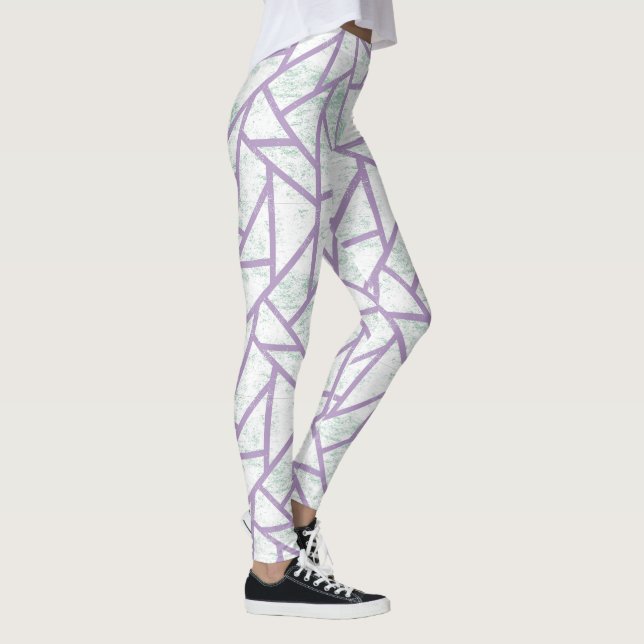 Lavender och blek grönt mosaic mönster leggings (Höger)