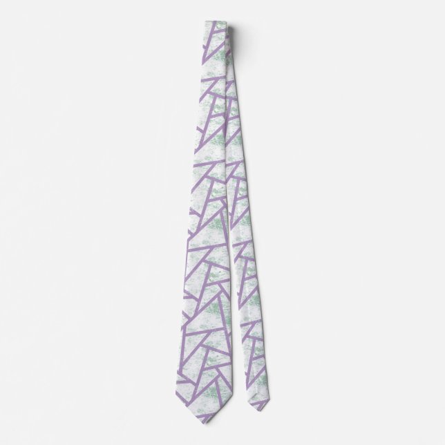 Lavender och blek grönt mosaic mönster slips (Framsida)