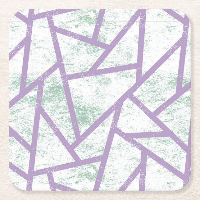 Lavender och blek grönt mosaic mönster underlägg papper kvadrat (Framsidan)