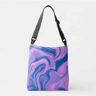Lavender och Blue Liquid Marble Tote Axelväska