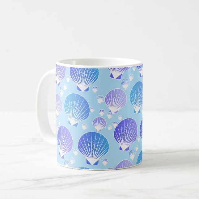 Lavender- och Blue-Snäckor på Blek Blue Kaffemugg (Framsida vänster)