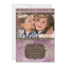 Lavender och Brown Snöflingor Photo Helgdag Card