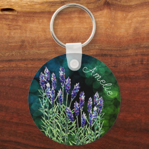 Lavender och Bumblebee målade med vattenfärger Nyckelring