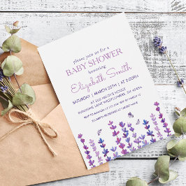 Lavender och Butterfly Baby Shower Inbjudningar