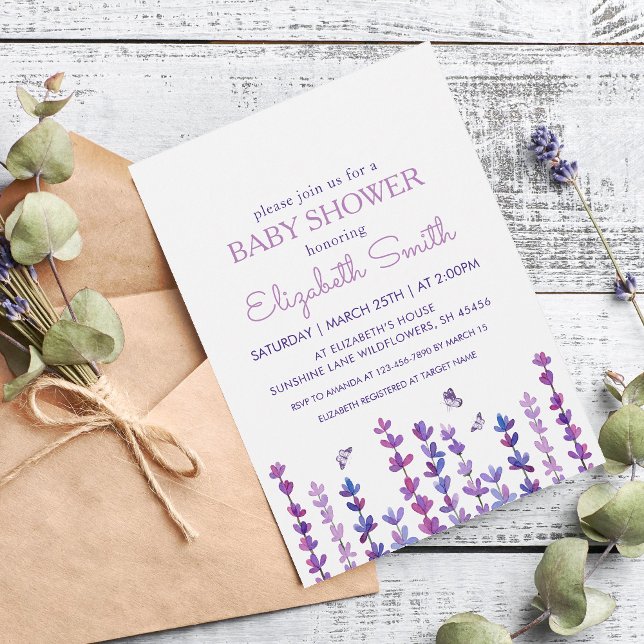 Lavender och Butterfly Baby Shower Inbjudningar (Skapare uppladdad)