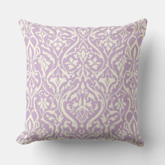 Lavender och Cream Damask Kudde