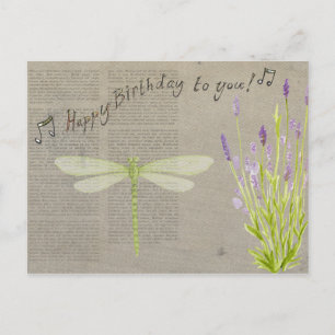 Lavender och Dragonfly Grattis på födelsedagen Vykort