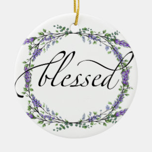 Lavender och Eucalyptus Blsed Julgransprydnad Keramik