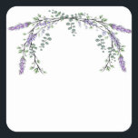 Lavender och Eucalyptus Fyrkantigt Klistermärke<br><div class="desc">En elegant- och vintage som innehåller eukalyptus och lavender som är målade i romantiska vattenfärger.</div>